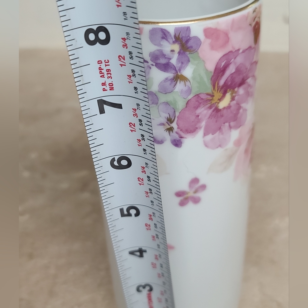 Otagiri  Floral Ceramic Vase Pink and Purple Vintage, Tall - Picture 8 of 9